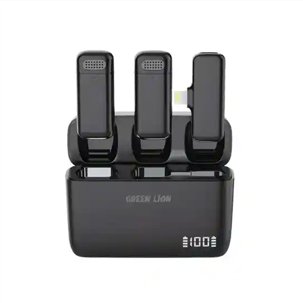 ویژه میکروفون بی سیم یقه ای لایتنینگ گرین لاین Green Lion DUO Cast Wireless Microphone GNDCTWMICLGBK اصلجدید