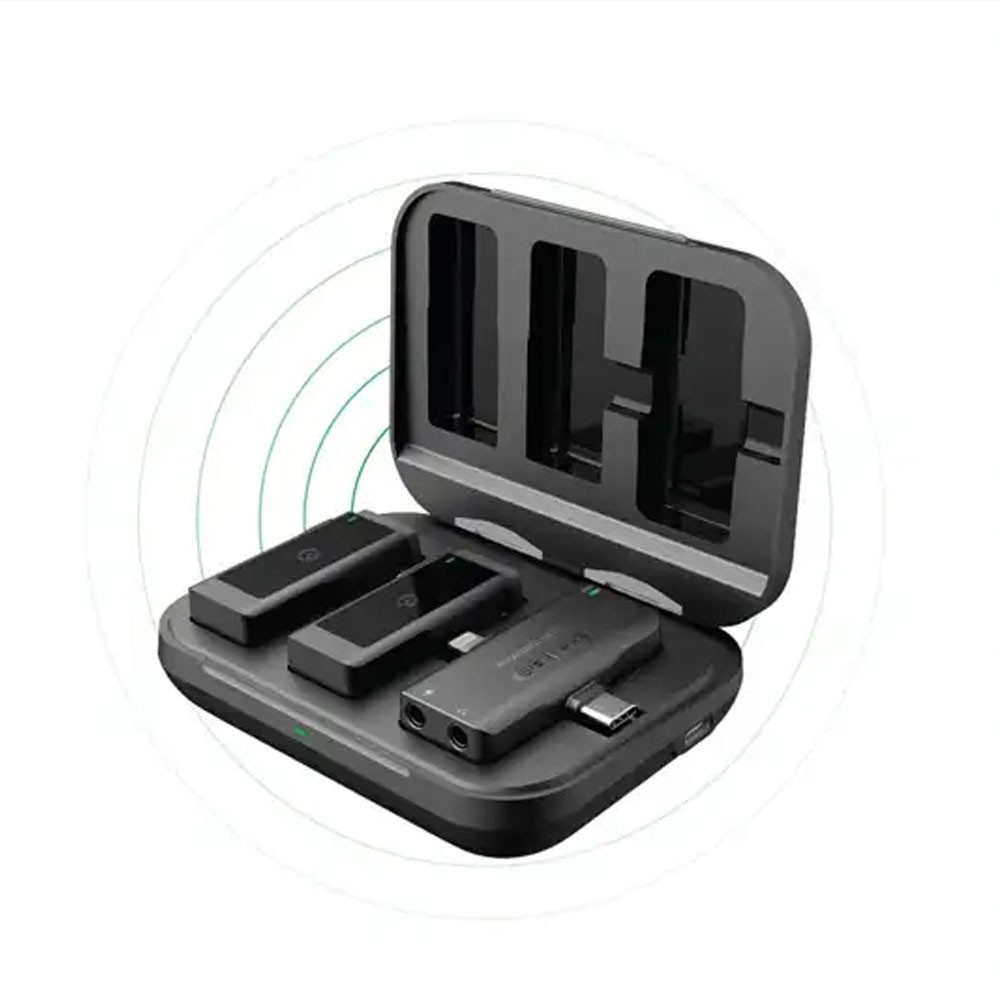ویژه میکروفون بلاگری دوگانه پاورولوژی Powerology Dual Connector Wireless Lavalier Microphone PWMIC2BK اصلجدید