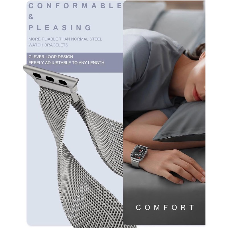 ویژه بند آی ویش مدل Milanese Loop مناسب برای اپل واچ سری 7 6 5 4 SE 8 سایز 44 میلی متری اصلجدید