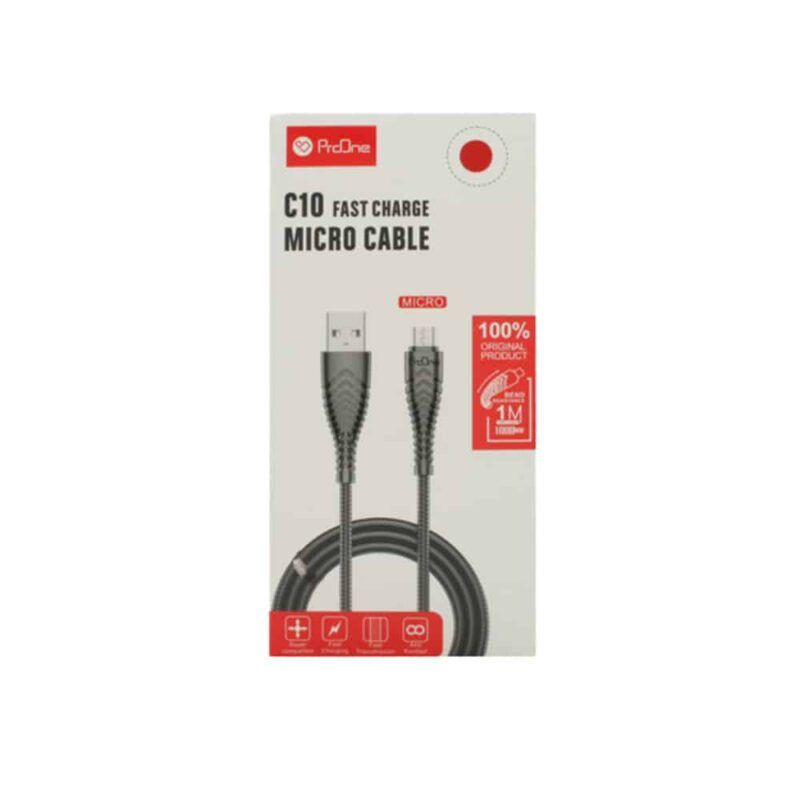 کابل فست شارژ و دیتا USB به microUSB پرووان مدل ProOne PCC170 2.1A طول 1 مترجدید