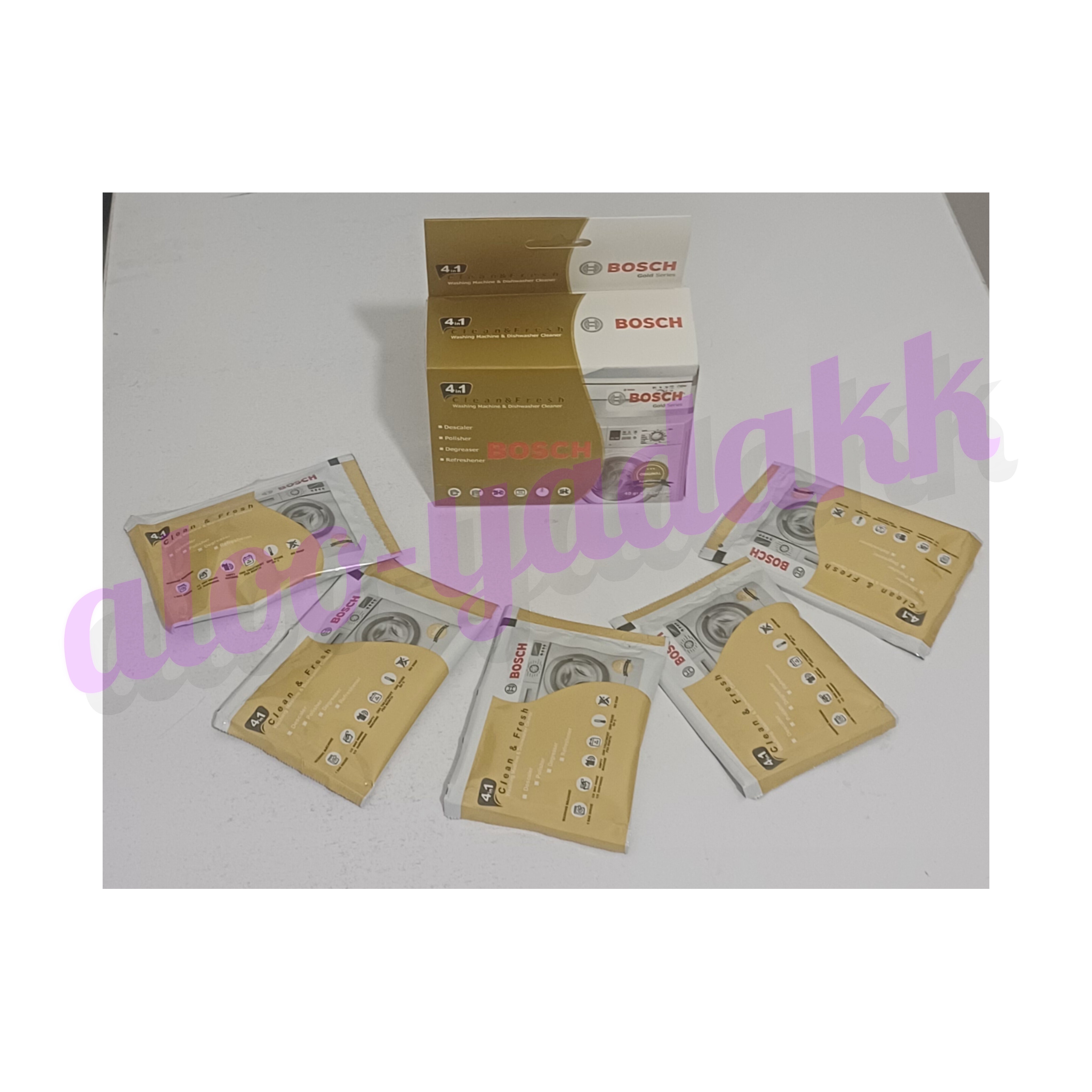 پودر جرمگیر ماشین ظرفشویی و ماشین لباسشویی بوش بسته 5 عددی