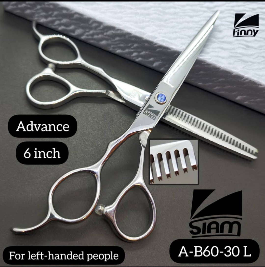 ست قیچی چپ دست حرفه ای6 اینچ کات و پیتاژ شیار دارA-B60-30Lجدید
