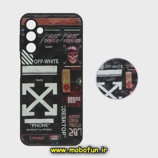 قاب گوشی Galaxy A14 4G - Galaxy A14 5G سامسونگ شش ضلعی طرح دار OFF-WHITE محافظ لنز دار پاپ سوکت دار کد E40-170942