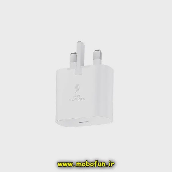 شارژر اصلی گوشی Galaxy M33 5G سامسونگ تک پورت 25 وات سامسونگ Type-C سه پین سوپر فست شارژ مدل EP-TA800 رنگ سفید (گاران...