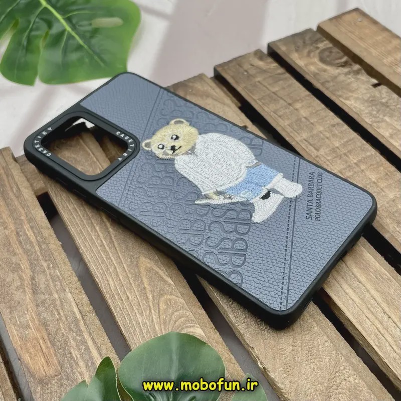 قاب گوشی Galaxy A52 4G - Galaxy A52 5G - Galaxy A52S سامسونگ CASETIFY ژله ای چرمی طرح تدی خرسی گلدوزی طوسی کد E42-171624