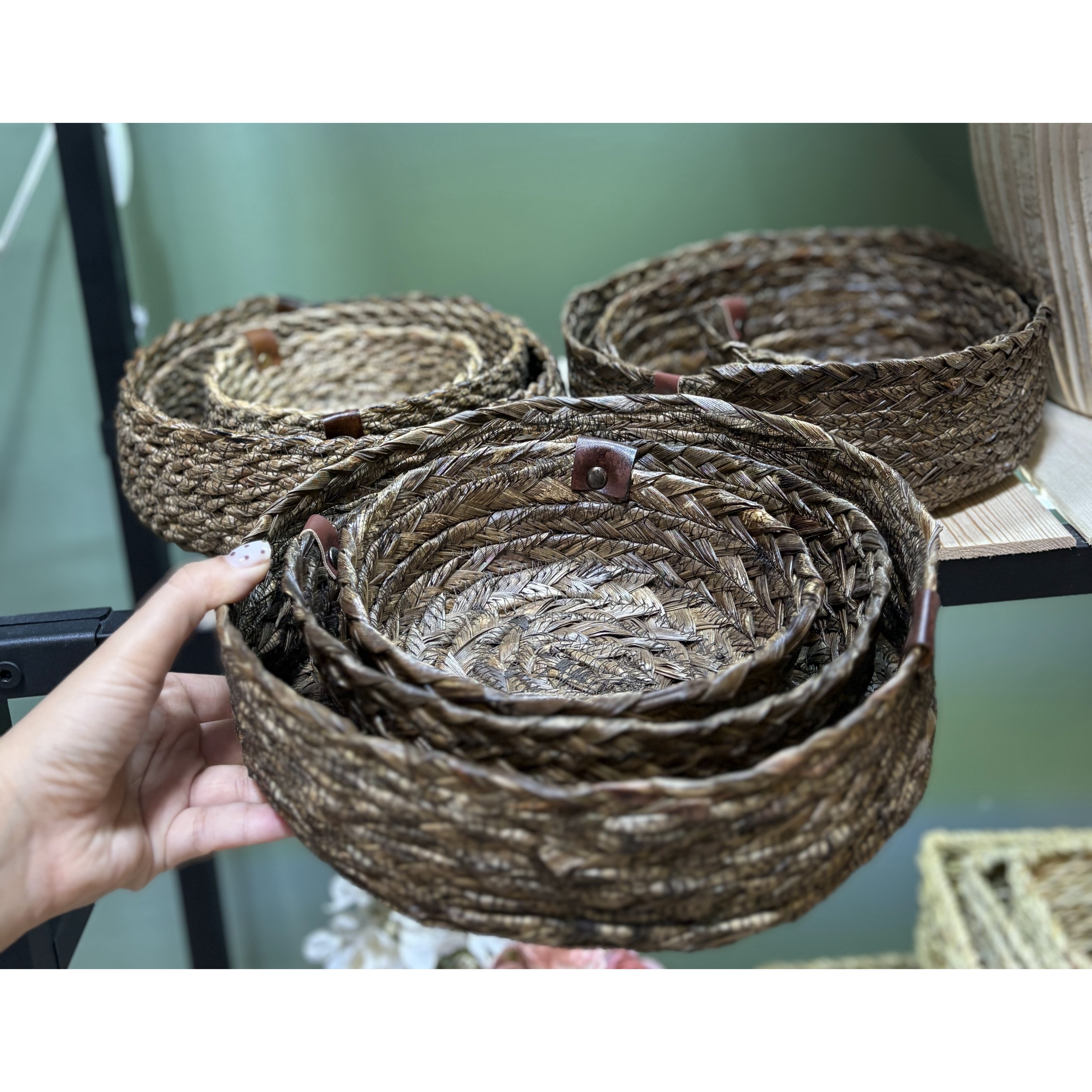 ست 3 تکه سبد حصیری مناسب نان و سبزیجدید
