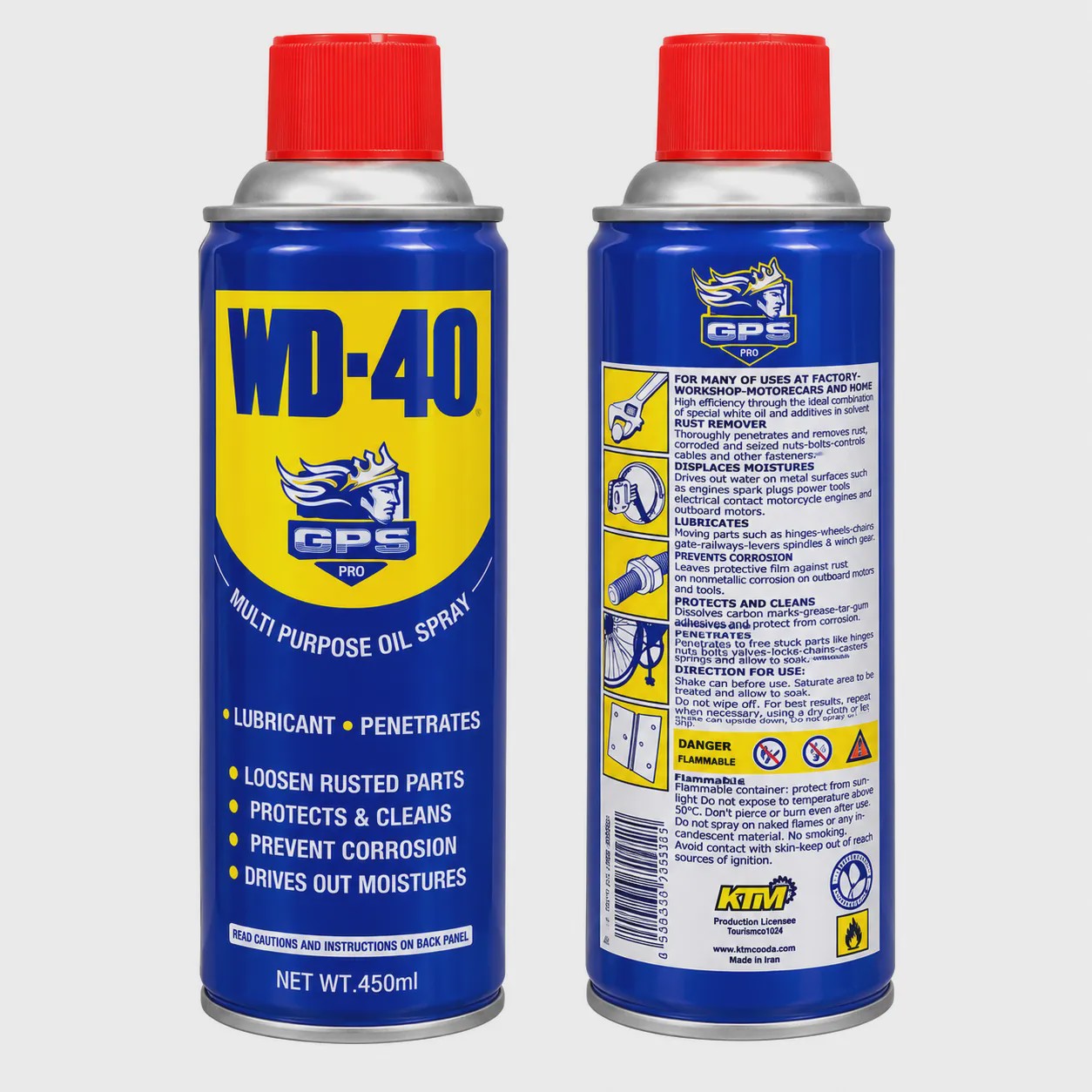 اسپری روان کننده و زنگ بر خودرو WD-40 جی پی اس پرو (GPS Pro) حجم 450 میلی لیترجدید