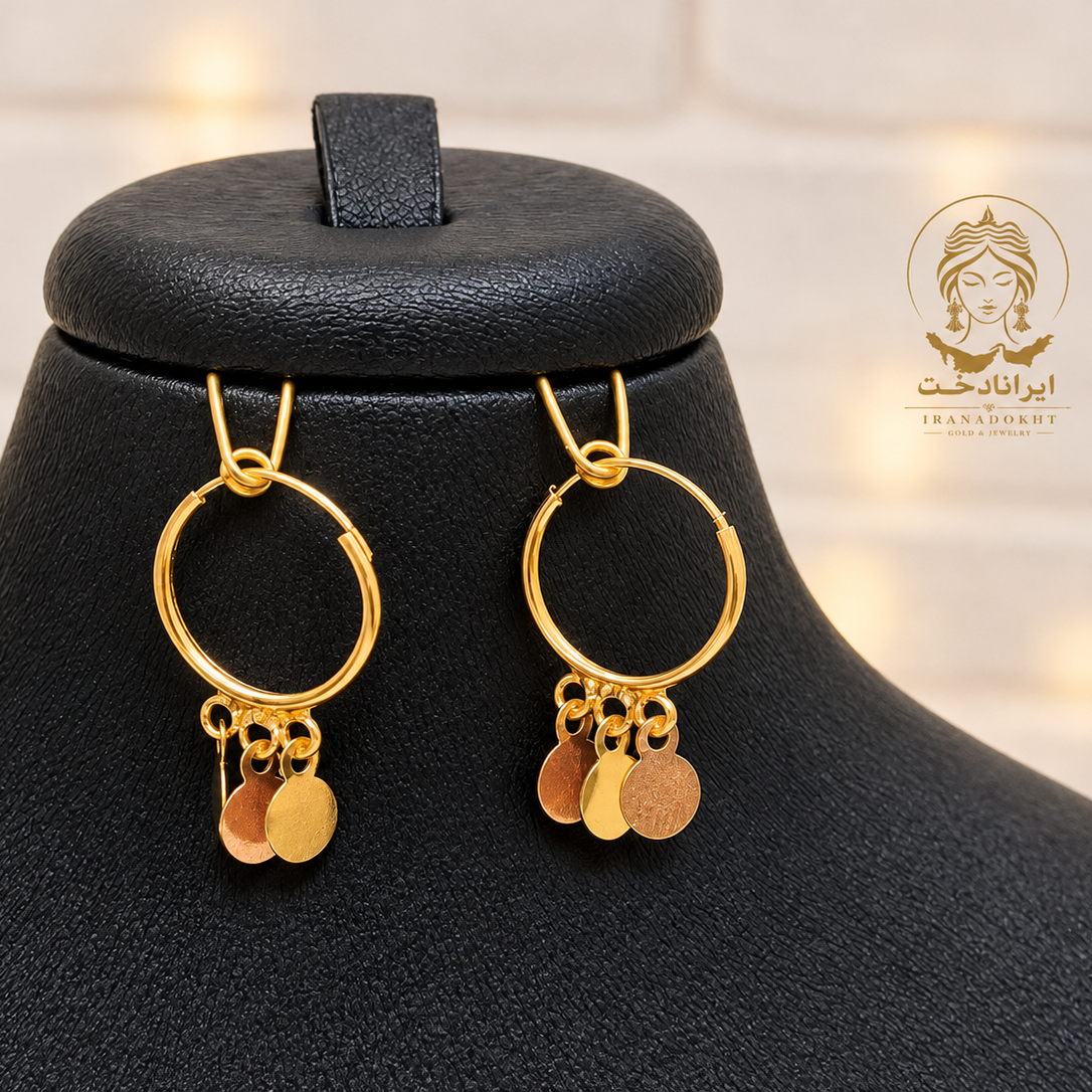 گوشواره حلقه ای پولکی 700سوت طلای 18عیار