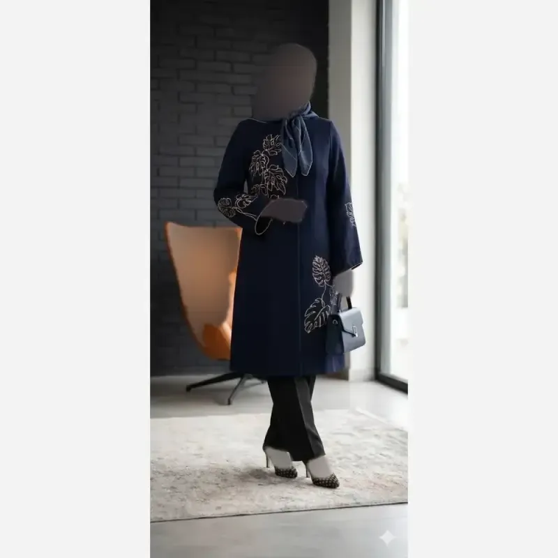 مانتو گلدوزی شده مدل نیاز پارچه شانتون اسلپ قد 105 سانتی مترجدید