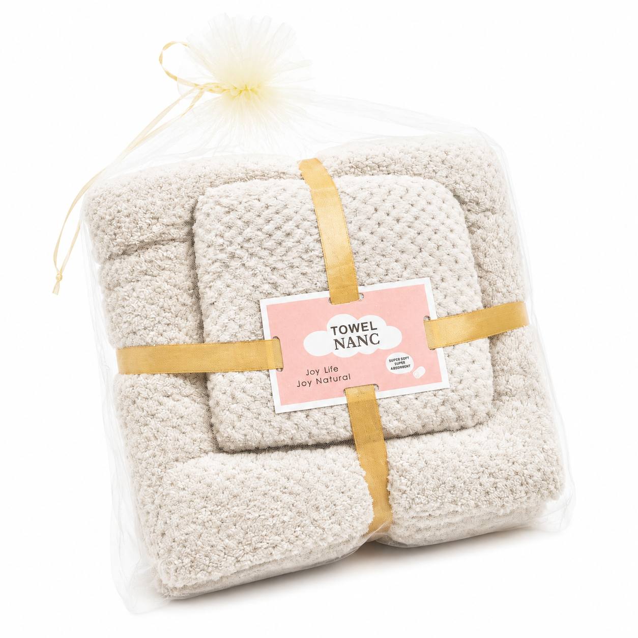 حوله نانو دو تکه وارداتی کرم خاکی Towel Nano