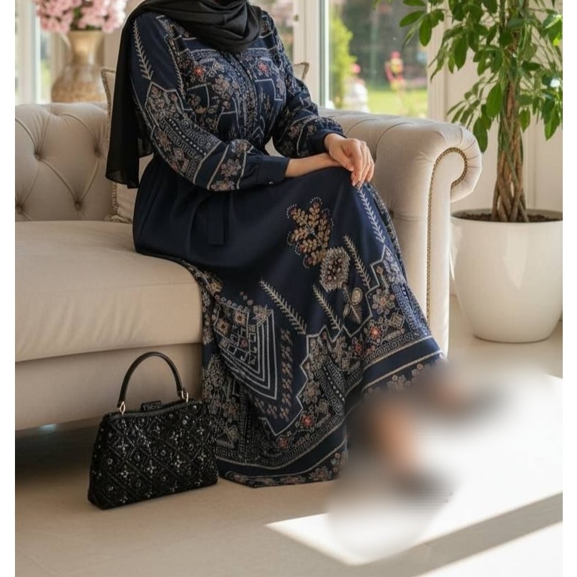 پیراهن سنتی زنانه یقه چین بوگاتی اعلا کمربنددار و دامن کلوش فری 38 تا 48جدید