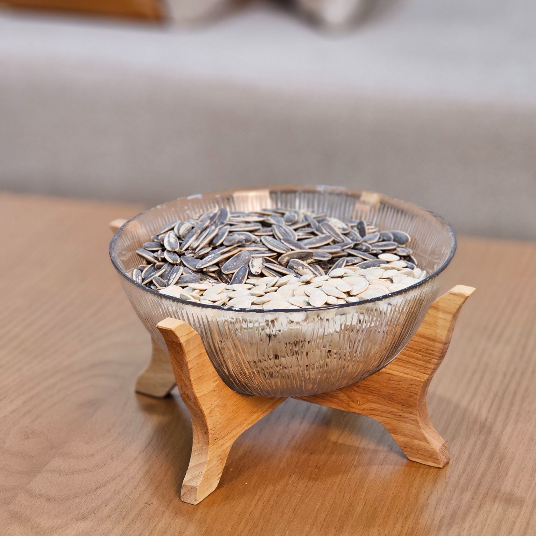 اجیل خوری شیشه ای با پایه چوبی رابروودجدید