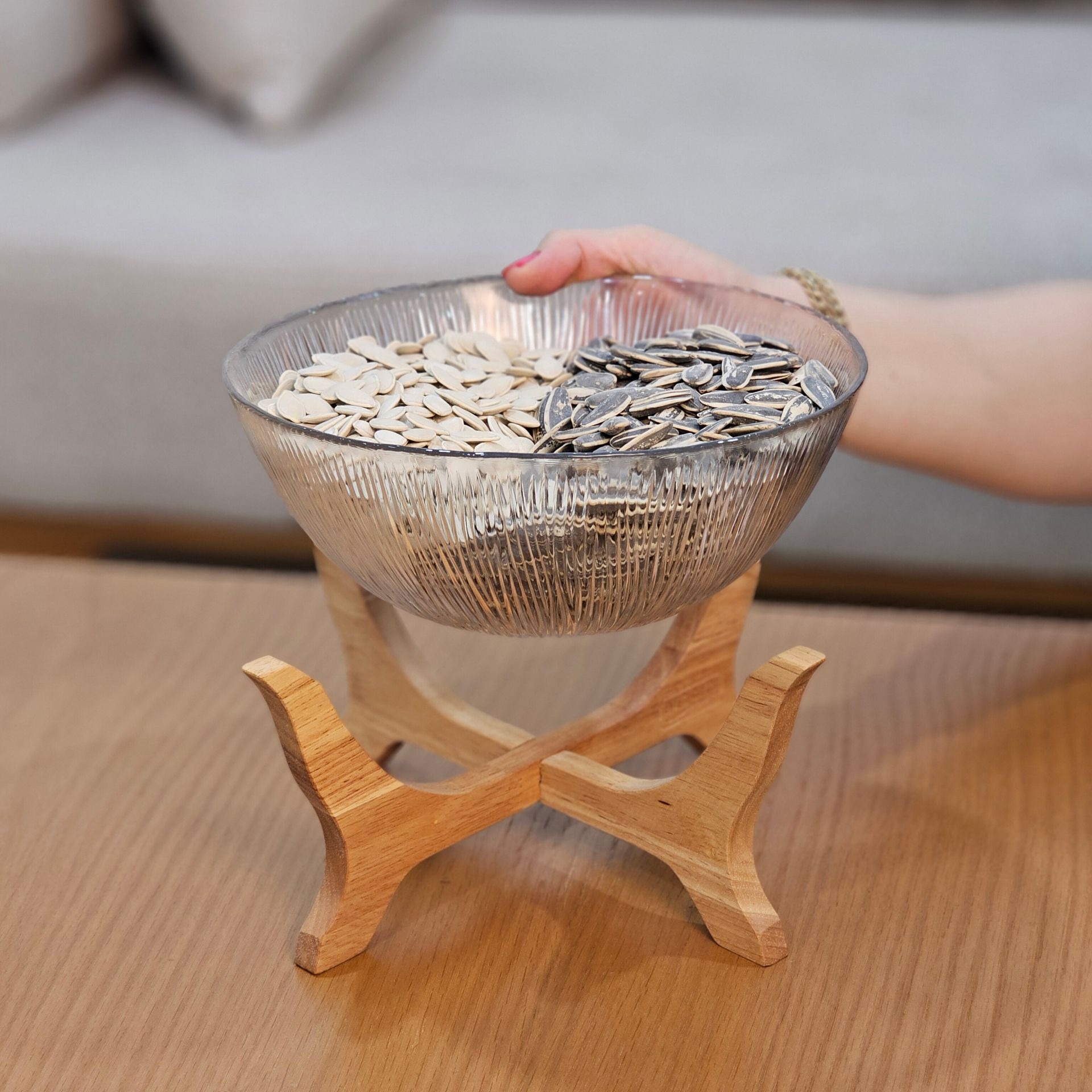 اجیل خوری شیشه ای با پایه چوبی رابروودجدید