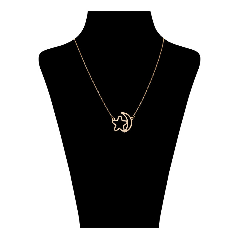 گردنبند طلا 18 عیار زنانه گلدم مدل ماه ستارهPE-3090025جدید