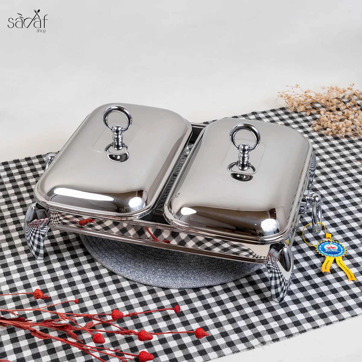 سوفله مستطیل دو قلو استیل پیرکس نیو هوم {1.5+1.5 لیتر}