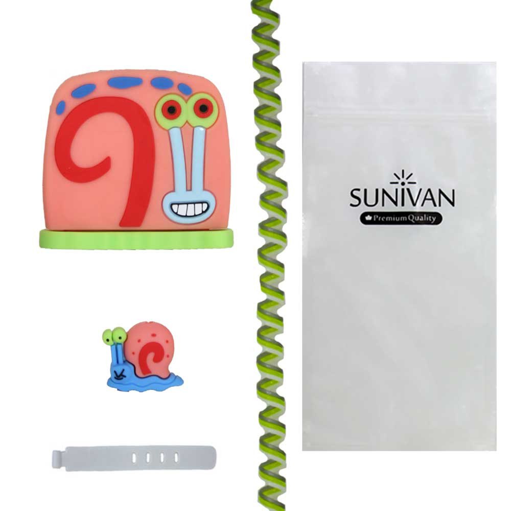 محافظ شارژر دیواری سانیوان طرح عروسکی حلزون گری به همراه محافظ کابل مجموعه 4 عددیجدید