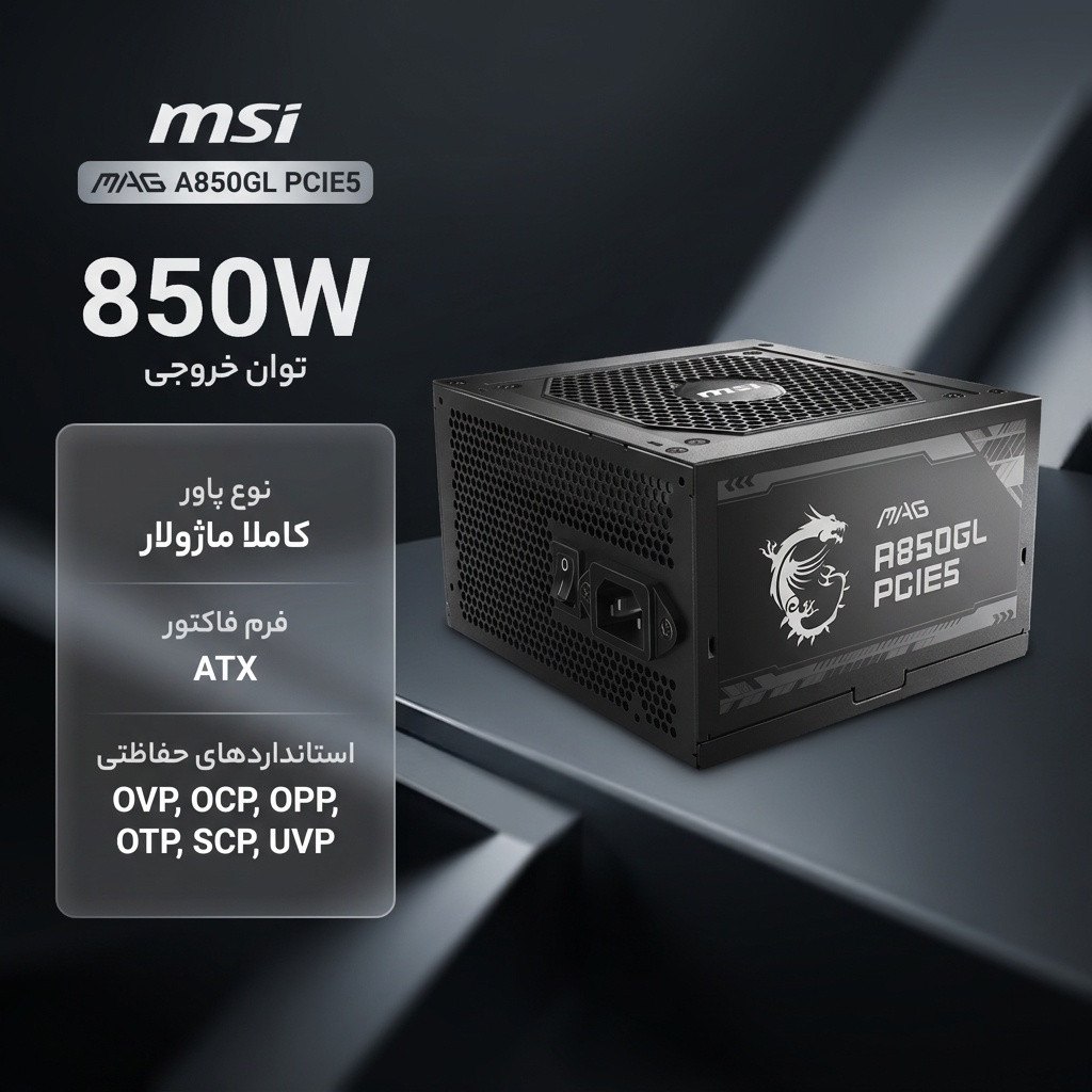 منبع تغذیه کامپیوتر ام اس آی مدل MAG A850GL PCIE5