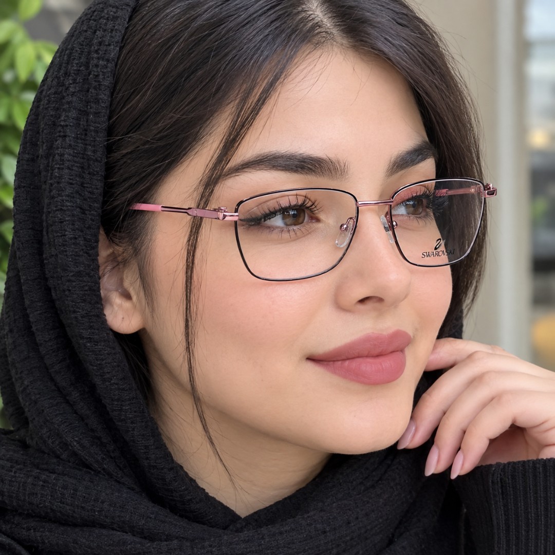 عینکطبی زنانه فریم فلزی صورتی ومشکی مدل شیک وظریفجدید