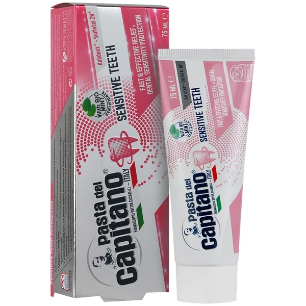 خمیردندان کاپیتانو SENSITIVE TEETH مخصوص دندان حساس حجم 75 میل با محافظت سریع و موثر