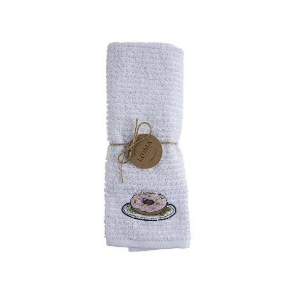 حوله دستی لوماتوس مدل وافل با گلدوزی کاپ دونات سایز 60x40 سانتی مترجدید