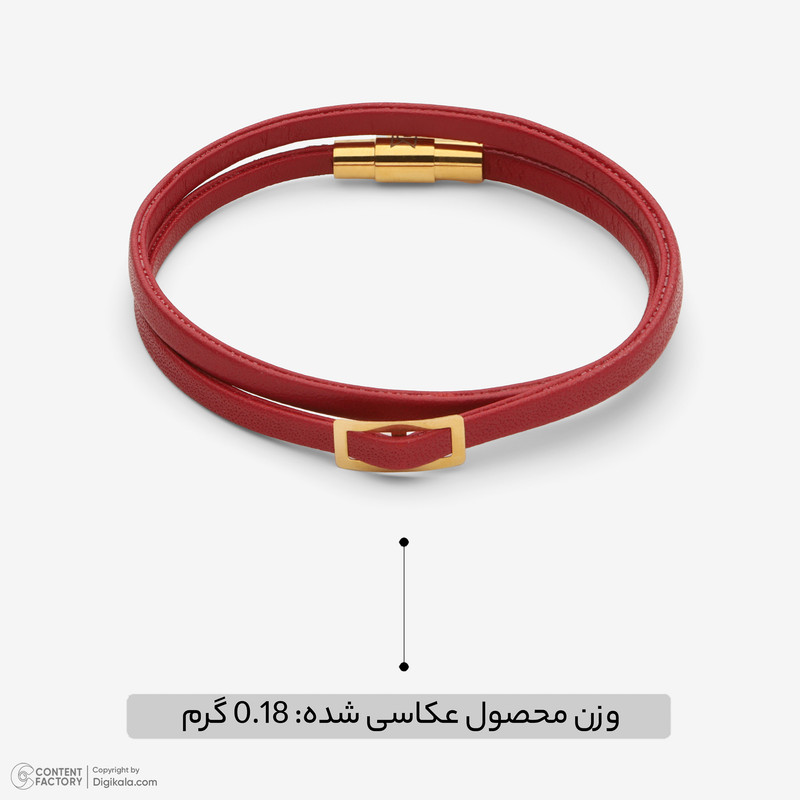 دستبند طلا 18 عیار زنانه با بند چرمی وی گالری مدل AMG3556جدید