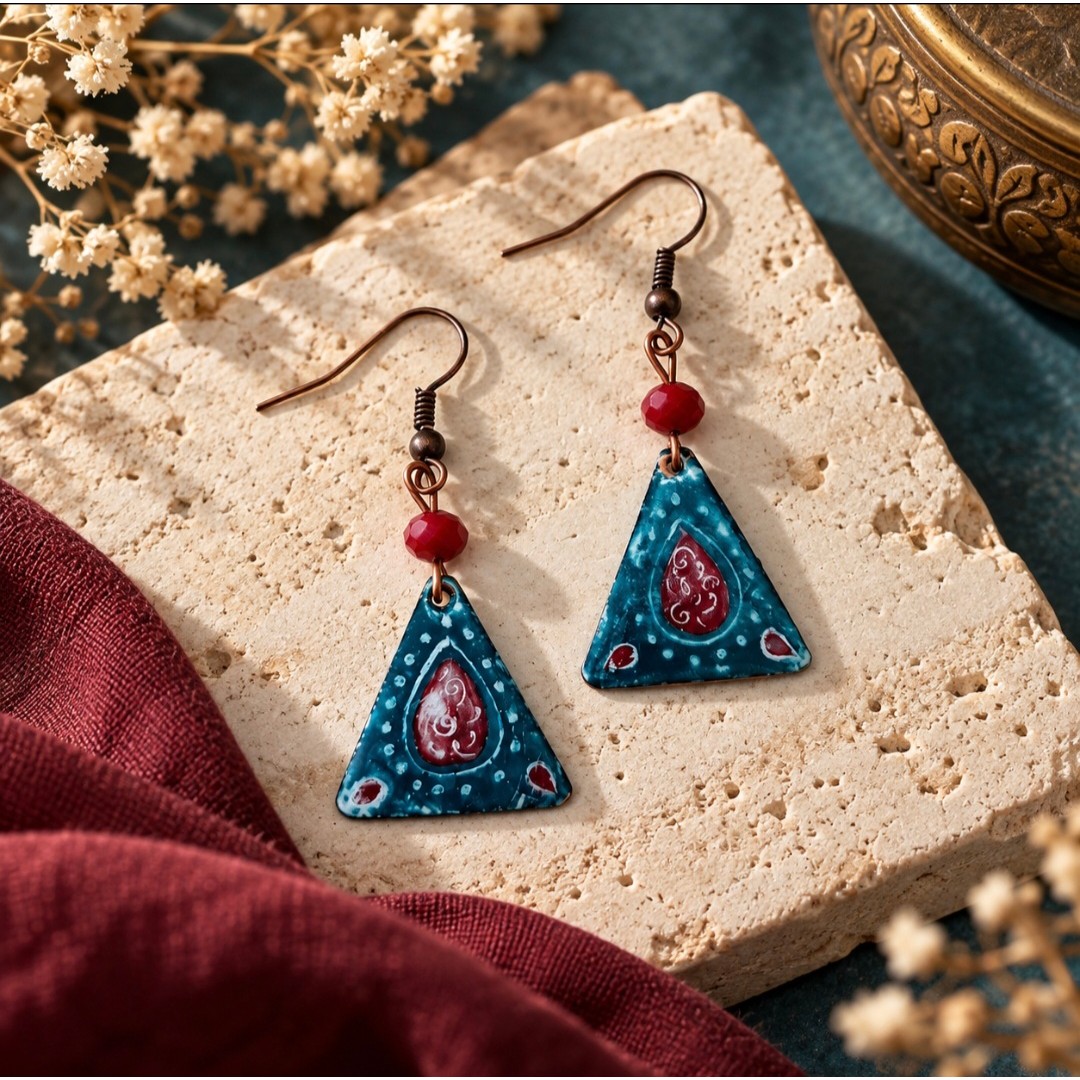 گوشواره میناکاری طرح نگینجدید