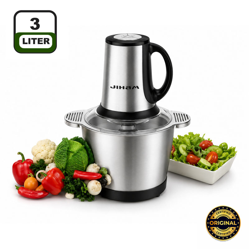 خردکن و چرخ گوشت برقی 3 لیتری برند جیهام اصل JIHAM YDM-0095 | موتور 800 وات کاسه استیل + (گارانتی طلایی)جدید