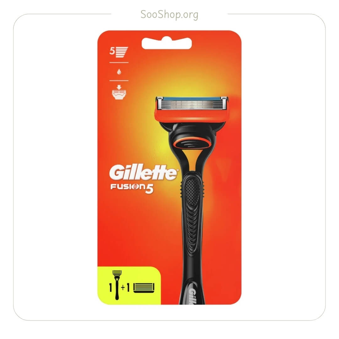 دسته خودتراش ژیلت مدل Fusion 5 همراه 2 یدک (اصل) | Gillette Fusion 5 Razor Handle + 2 Refills
