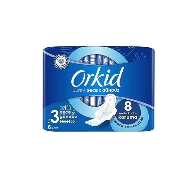 نوار بهداشتی بالدار مشبک نازک ضد حساسیت روز و شب اورکید مدل Ultra Gece & Gunduz با جذب بالا سایز 3 بسته 6 عددیجدید