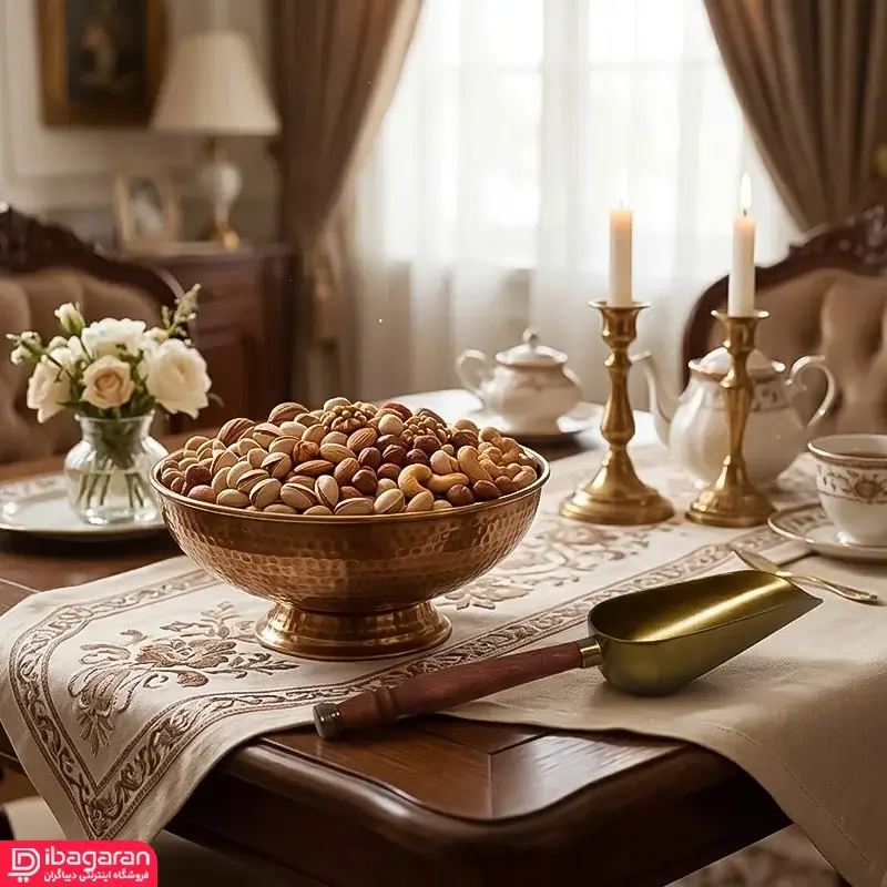 قاشق آجیل خوری برنجی با دسته چوبی مدل آنتیک 207Aجدید