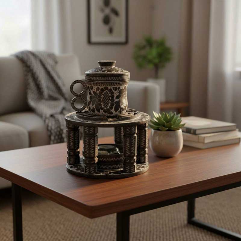 سرویس دمنوش ساز سنگی طرح گلسنگ نسیماه سه عددی