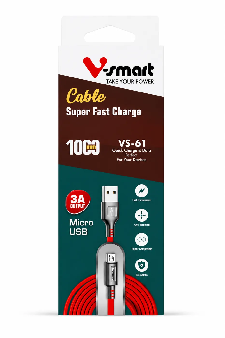 کابل یو اس بی به میکرو VS-61 V-Smart V-Smart Super Fast
