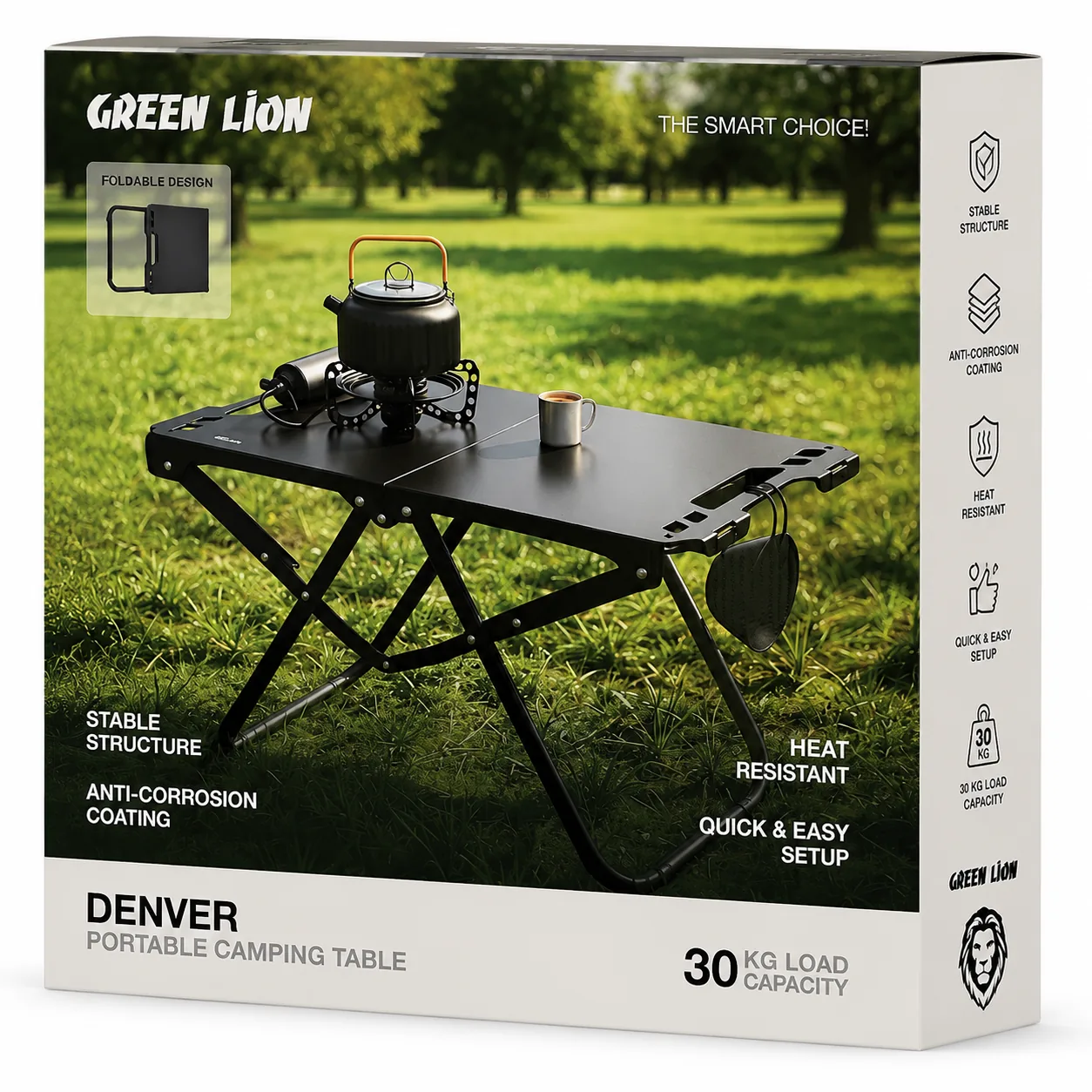 میز کمپینگ تاشو GL-CT3 Green Lion Denve Portable Camping Tableجدید