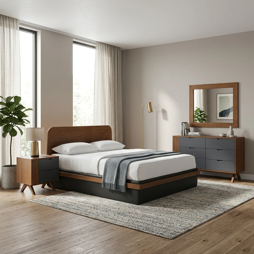سرویس خواب دونفره چوبی مهیاجدید