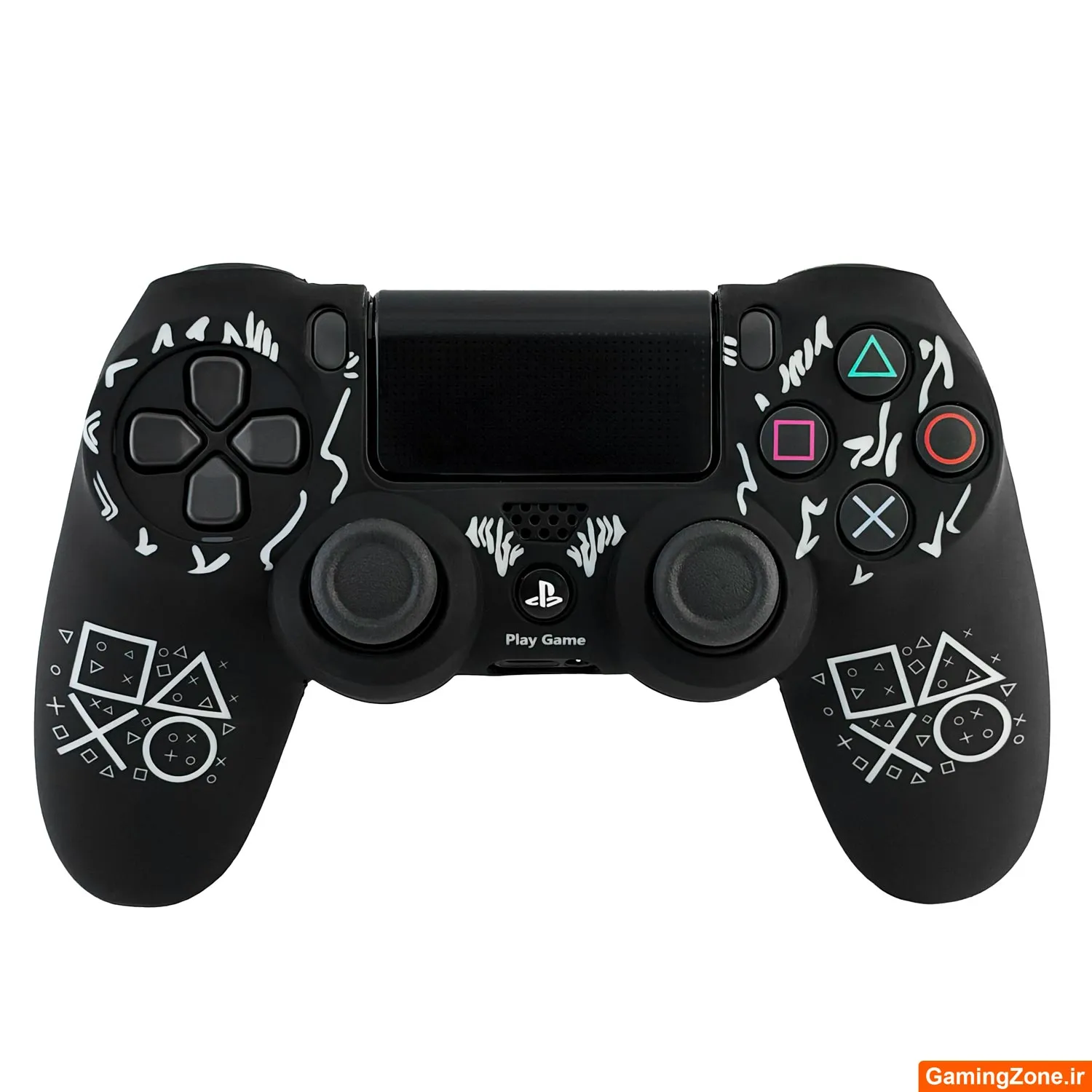کاور دسته PS4 طرح گرافیتی نمادهای پلیاستیشن مشکی و سفید