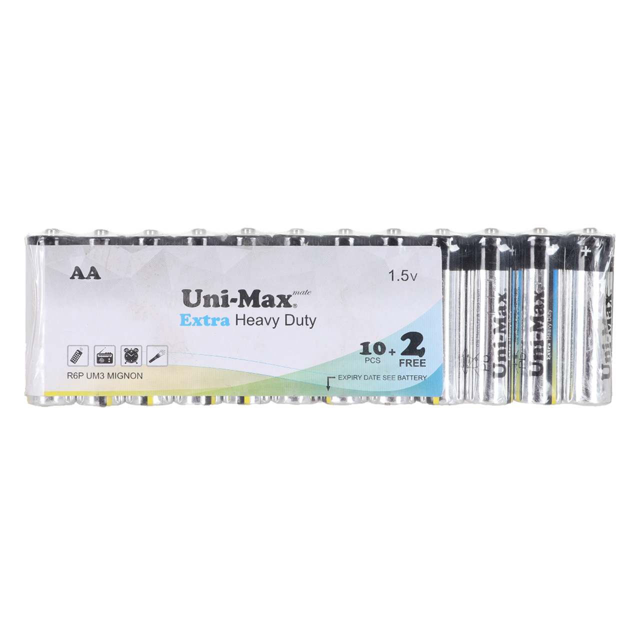 باتری قلم Uni-Max AA مدل Extra Heavy Duty R6P (شرینگ بسته 12 عددی)جدید