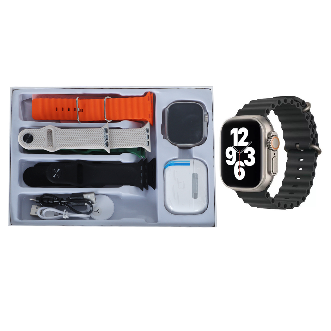 پک ساعت هوشمند و ایرفون بی سیم KEQIWEAR مدل KW95 Ultra 3 - طلاییجدید