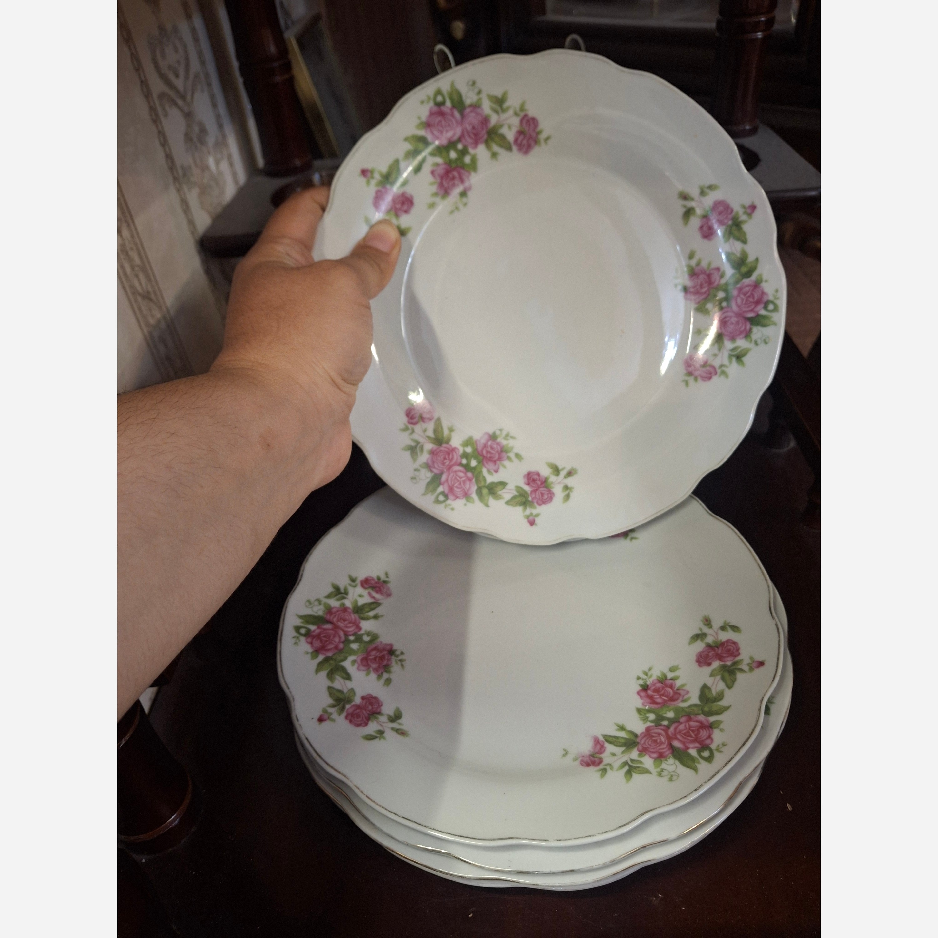 بشقاب چینی پلوخوری گل سرخی 6 عددی ارسال رایگان