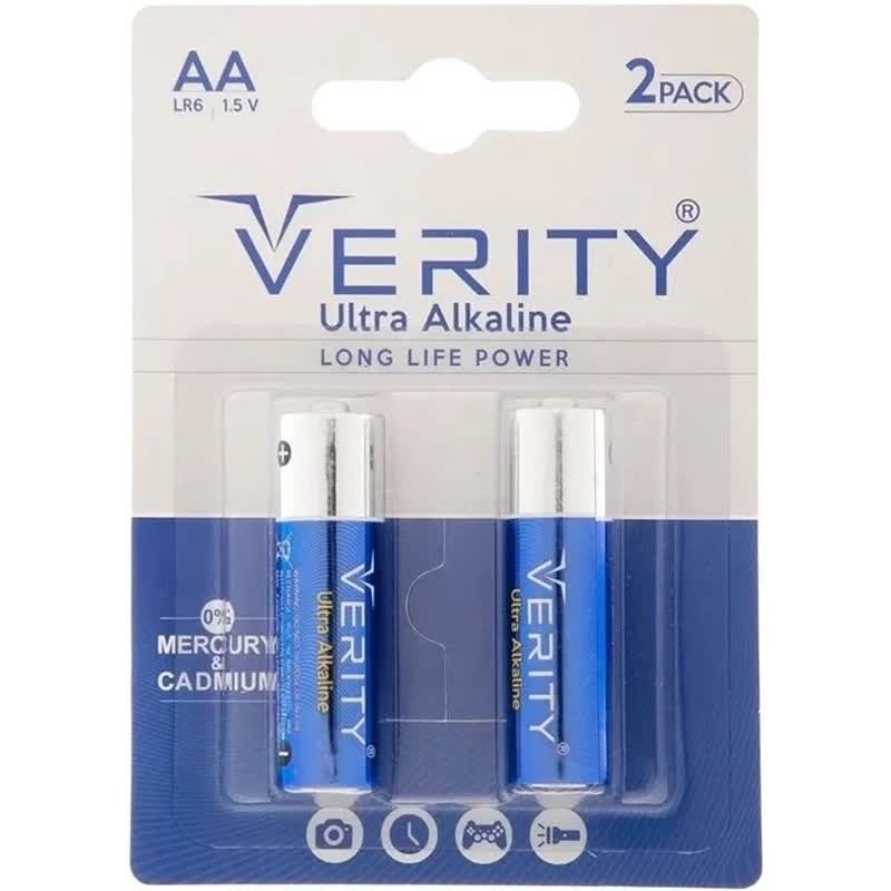باتری قلمی وریتی مدل LR6-U Ultra Alkaline بسته 2 عددی باتری آلکالاین AA 1.5 ولتجدید