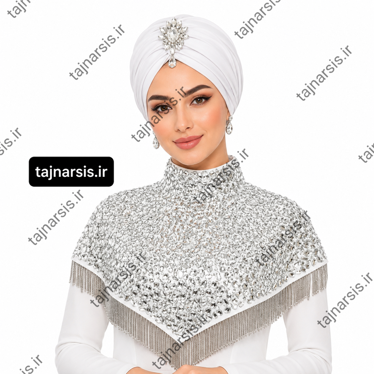یقه حجاب عروس نگین درخشان
