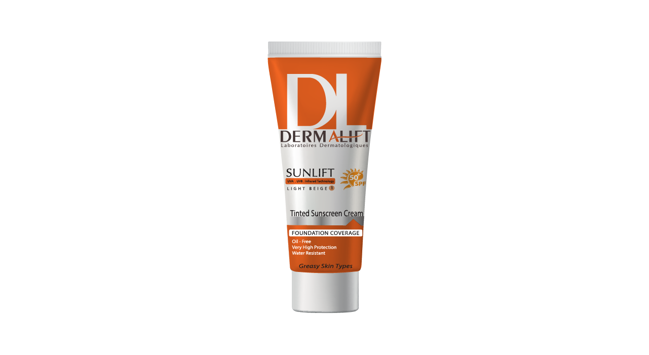 کرم ضد آفتاب رنگی درمالیفت مدل پوست چرب Sunlift SPF50+ (رنگ لایت بژ)