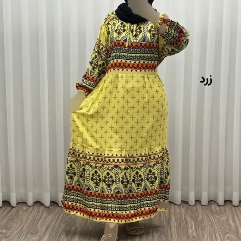 پیراهن ساحلی زنانه نخی مدل حاشیه دار ستاره فری سایز مناسب تا 46جدید