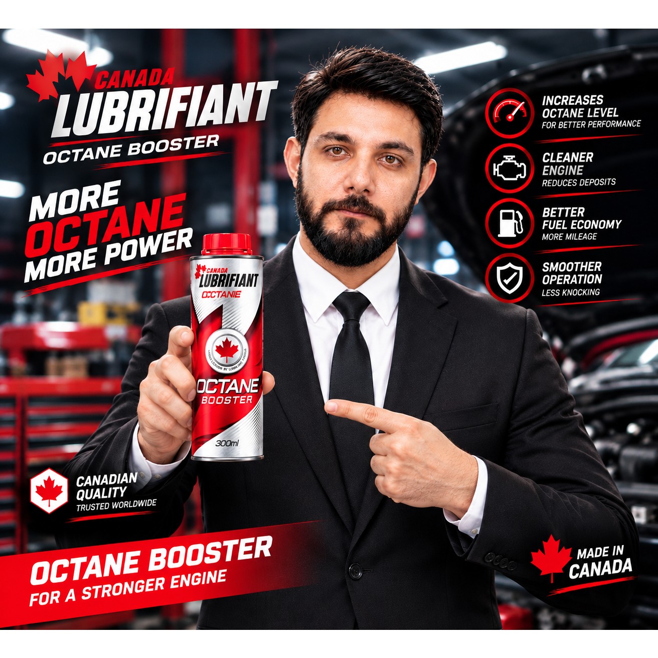 مکمل اکتان بوستر فلزی کانادا لوبریفنت مدل rich octane حجم 300 میلی لیتر 