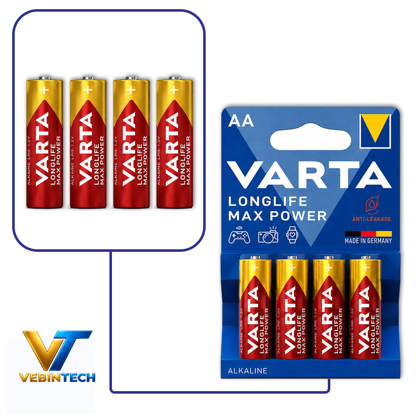 باتری نیم قلم آلکالاینVARTALonglifeMaxPowerبسته4تاییجدید