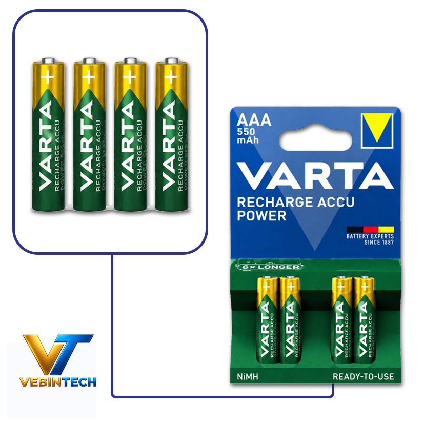 باتری نیم قلمی شارژی وارتا VARTA Accu 550mAh بسته 4 عددیجدید