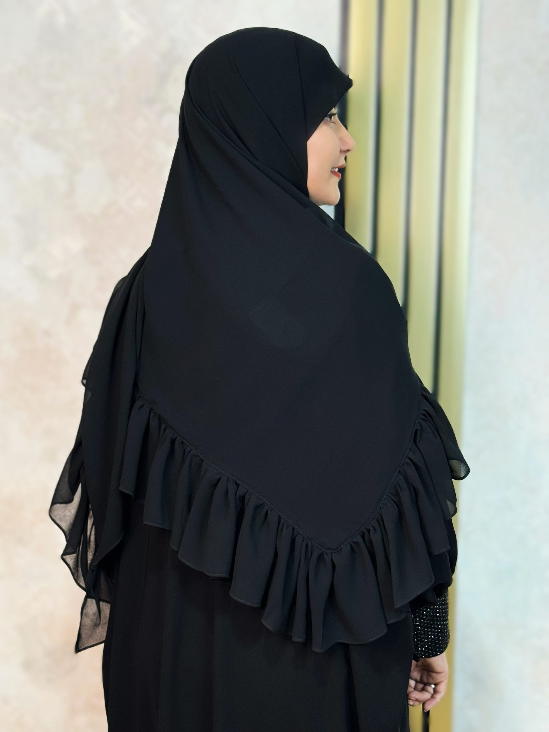 روسری حریر شیفون دورچین مشکی