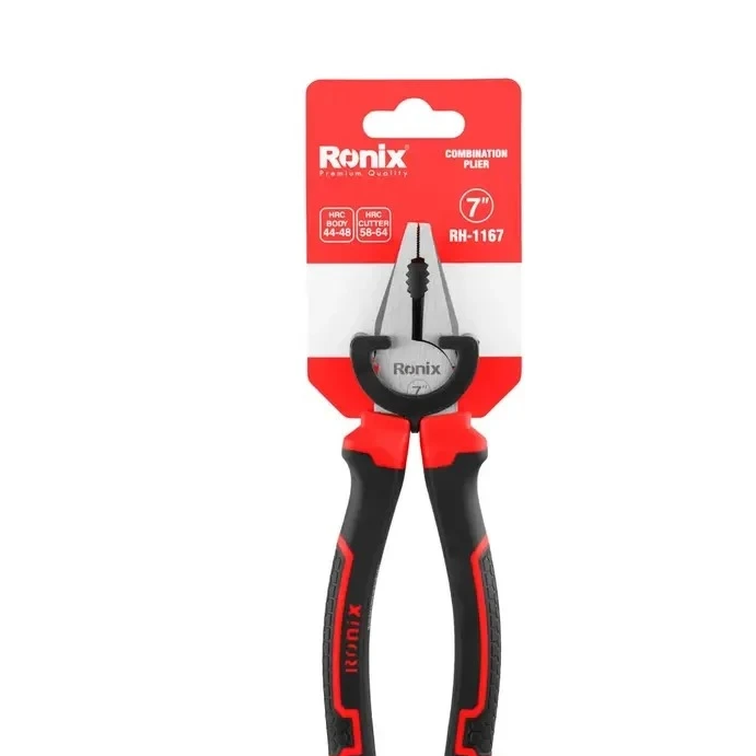 انبردست دستی رونیکس مدل RH-1167 طول 7 اینچ با بدنه فولادی سختکاریشده، دسته ارگونومیک و ضد لغزش، فک ماشینکاریشده با قجدید