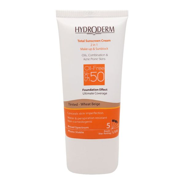 ضد آفتاب فاقد چربی با پوشش کرم پودری spf50 کاراملی هیدرودرم