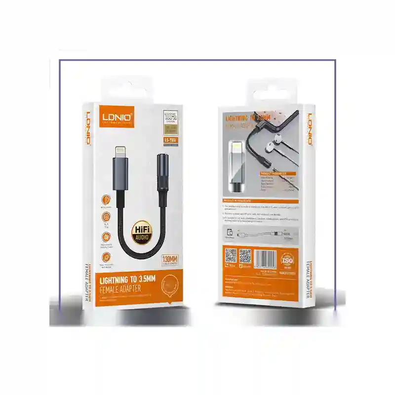 کابل تبدیل لایتنینگ به پورت AUX الدینیو LDNIO LSY80i - مشکیجدید