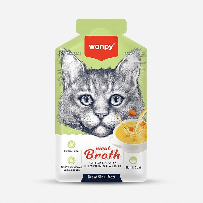 سوپ گربه ونپی مدل سفارش اروپا با طعم مرغ و کدو حلوایی هویج وزن 50 گرم